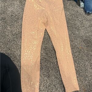 ZYIA Peachy Pink Leggings with Gold Leopard Accents BNWOT